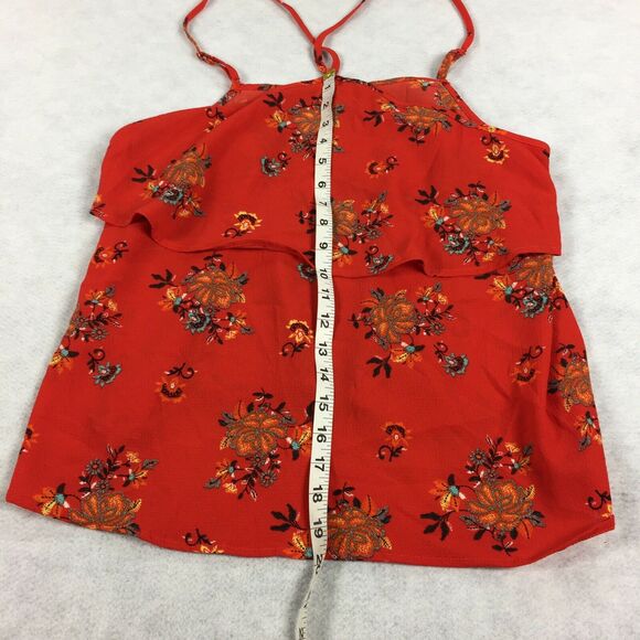 New Lily White Halter Camisole Size Large Womens Floral Print Coral Red Top L - Picture 6 of 6